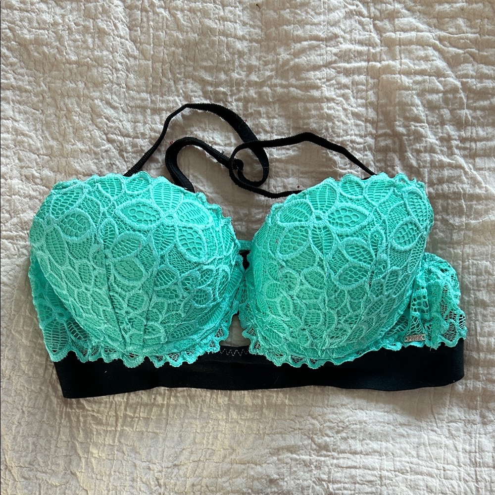 Victoria's Secret Lace Bra in Aqua and Black